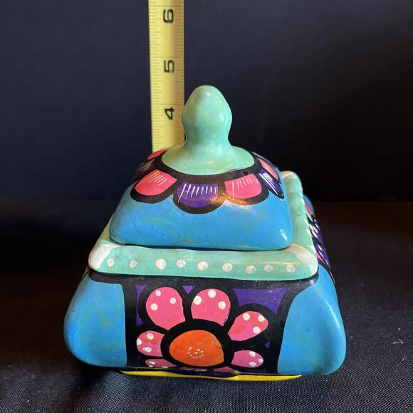 Vtg. Mexican Pottery Talavera Folk Art Hand Painted Cannister Container Floral - Picture 13 of 14